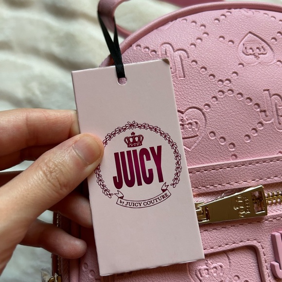 💜SOLD💜NWT Juicy By Juicy Couture Check Me Backpack Flamingo - Picture 3 of 13